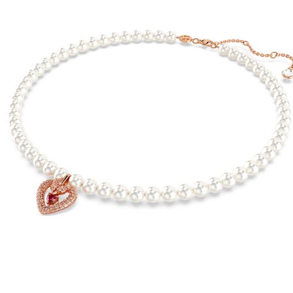 Swarovski Sublima necklace Crystal pearl, Heart, Pink, Rose gold-tone plated*New - Picture 2 of 3
